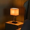 Quickway Imports 17 Decorative Metal Table Lamp with Gold Modern Stand and Brown Silk Lampshade QI004583